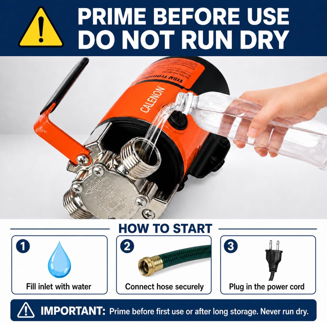 115V Water Transfer Pump, 330 GPH Electric Water Transfer Pump | Portable 1/10 HP; 6 ft Suction Hose & Strainer; 3/4 in. GHT Outlet; For Water Heaters, Rain Barrels & Garden Tanks image 4