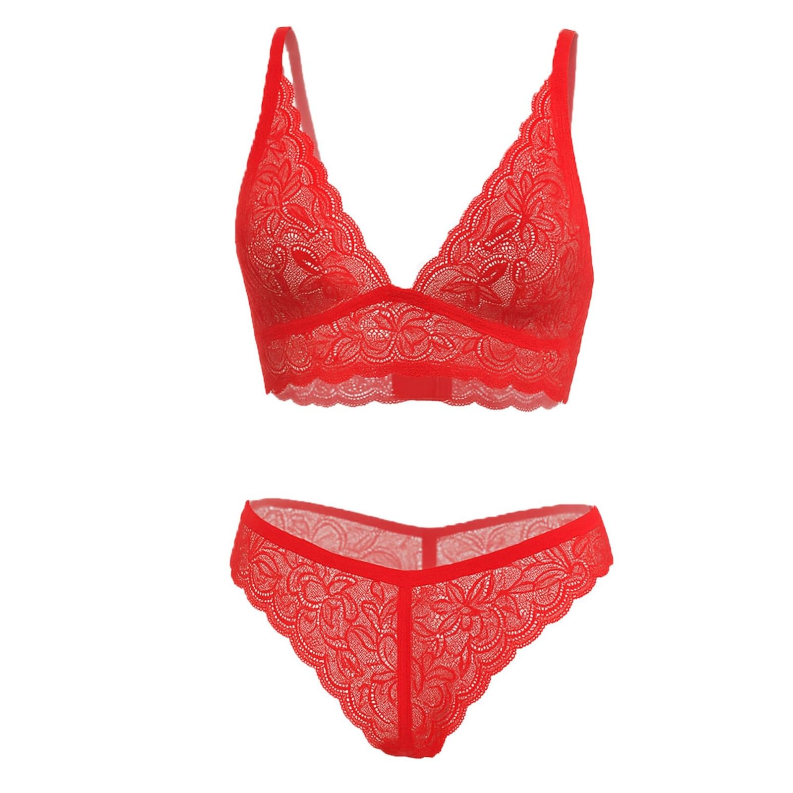 xenza Women's Pearl Strap Lingerie Set – Sheer Lace Bra & Tie Side G-Strings Panty Innerwear Regular Size Fits Bra and Panty TE-06053-picture-17