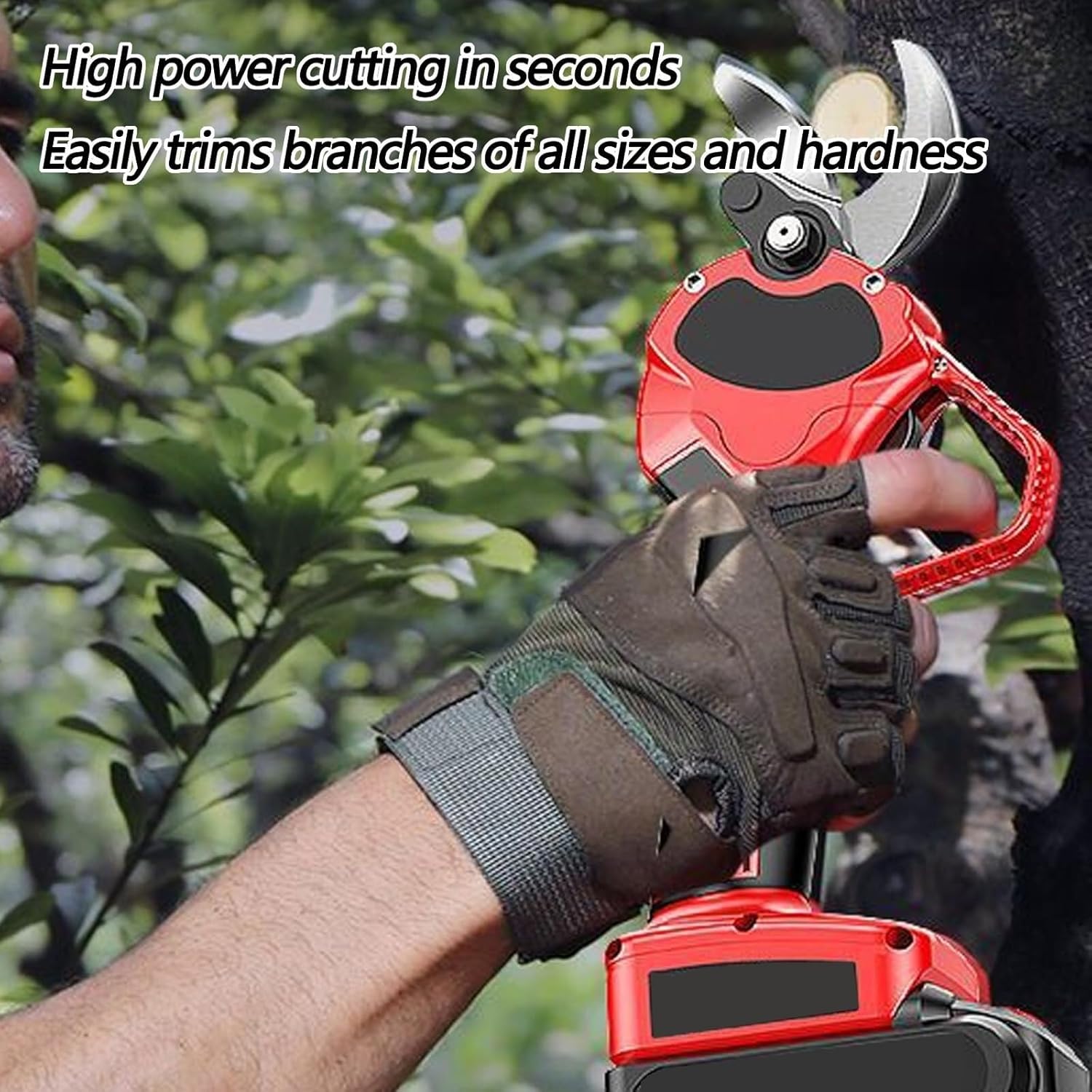 Professional Battery-Powered Pruners, Garden Branch Pruners,Tree Branch Shears, Lithium Battery*2,Suitable for Farms, Pastures, Orchards (B)