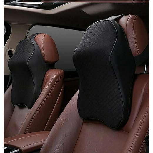 Car Neck Rest Pillow Memory Foam - Medium, Black (2 PCS)