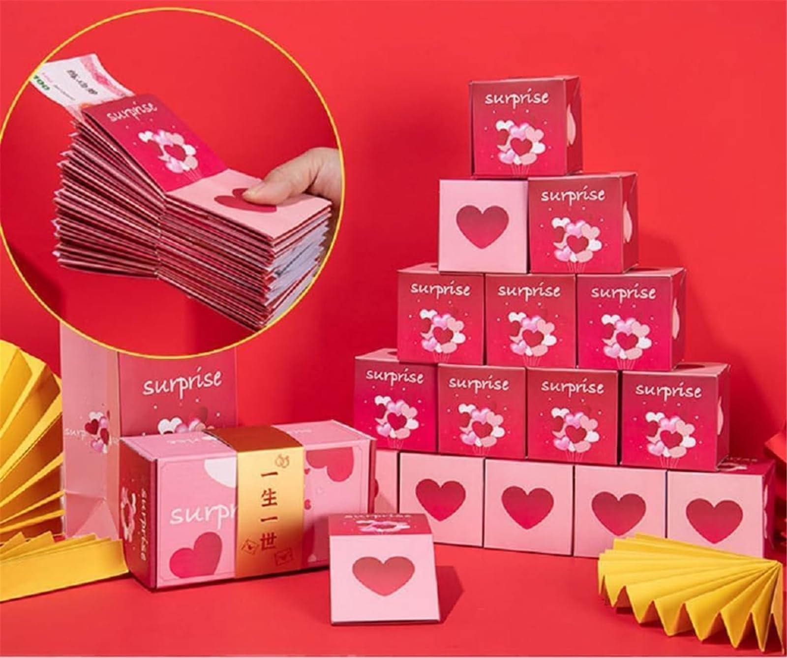 Caja de regalo sorpresa, crea el regalo más sorprendente, caja de regalo plegable con sobre rojo, caja de regalo plegable para cumpleaños, Navidad (feliz cumpleaños #2, 20 rebotes)