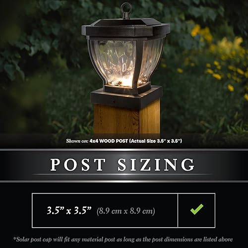 Miniatura 3 de Classy Caps Manchester - Tapa solar para poste, modelo SL994, 3.5 x 3.5 pulgadas, bronce oscuro, alto rendimiento, eficiencia energética, resistente