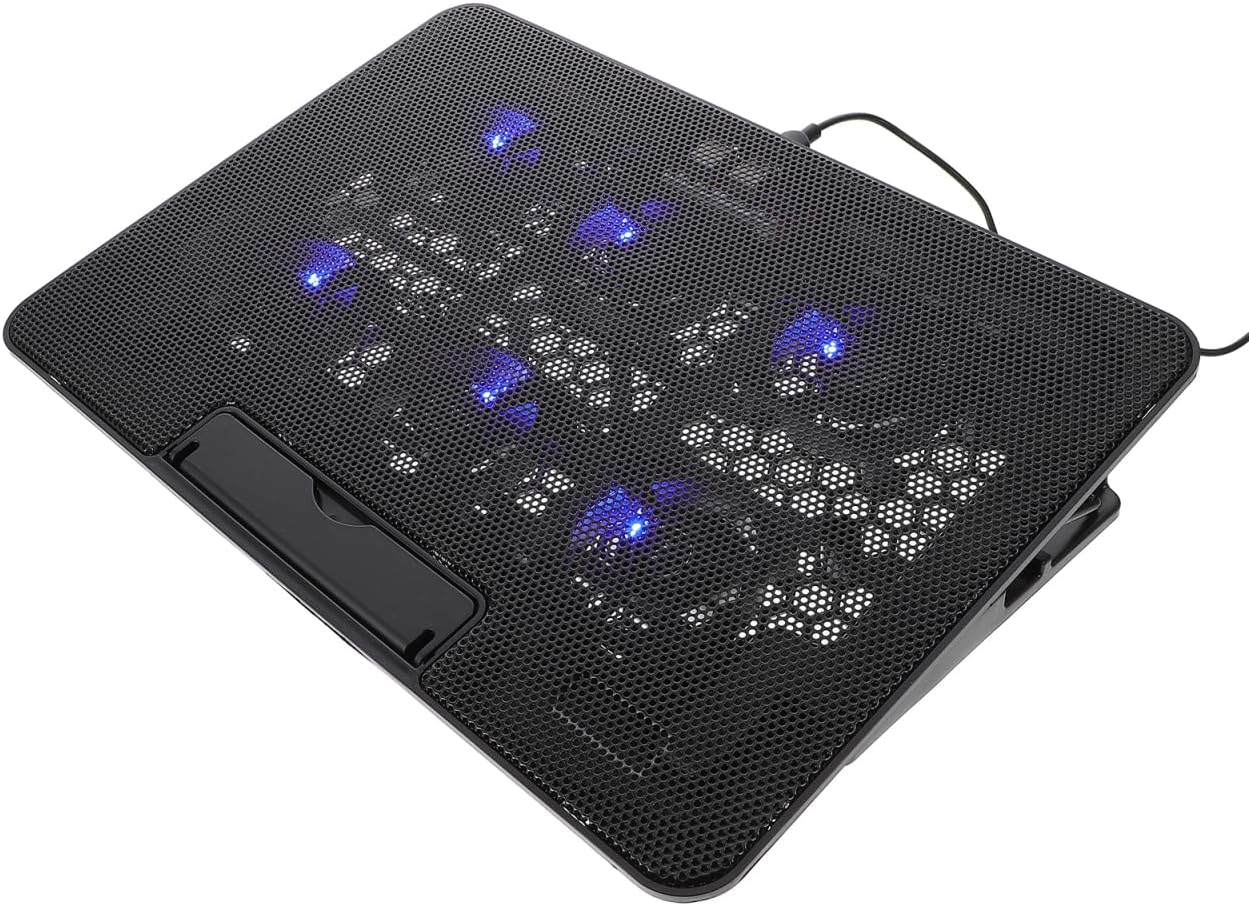Gadpiparty Laptop Cooling Pad with 6 Quiet Fans 15.6 Inch Laptop Cooler Holder Adjustable Stand for Gaming and Office Use Black