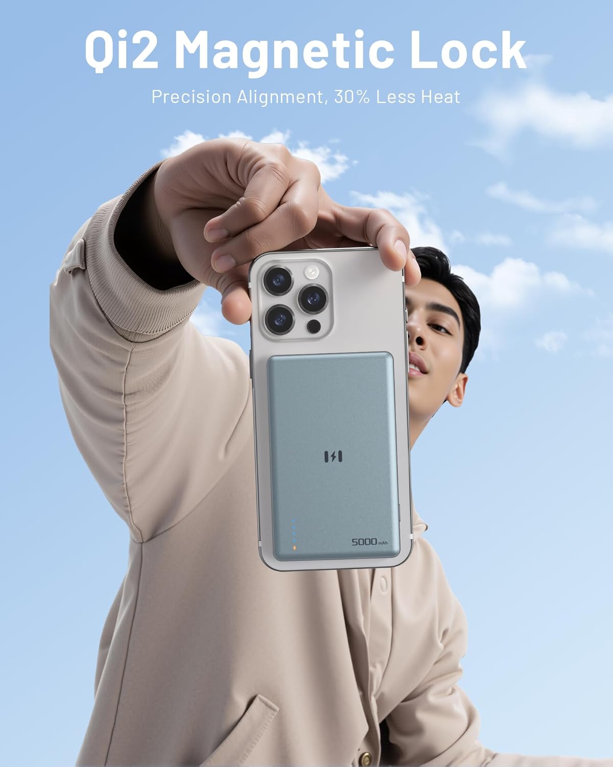 PD35W Fast Charging Power Bank 10000mAh with 65W Gan Wall Plug and Qi2 Certified 15W Magsafe Portable Charger 0.39 in Slim for iPhone 16/15/14/13/12 Series Grey