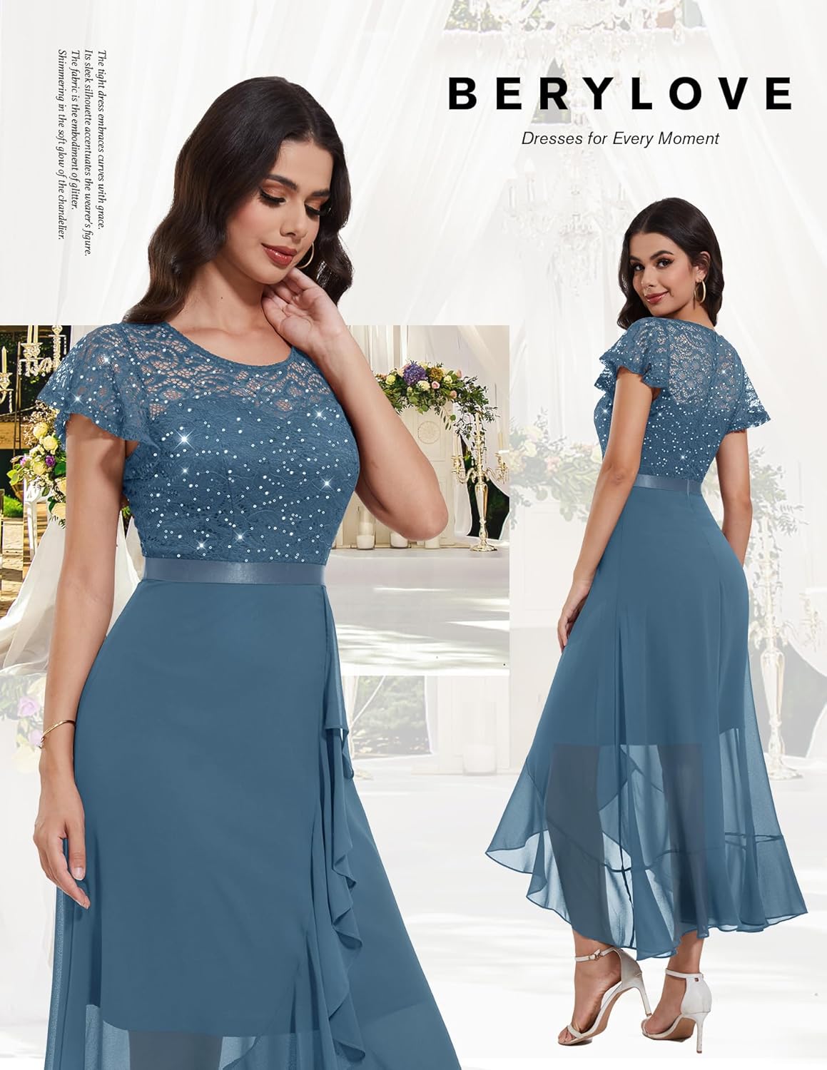 BeryLove Formal Dresses for Women 2026 Wedding Guest with Slit Cocktail Elegant Lace Long Prom Dress - Image 3