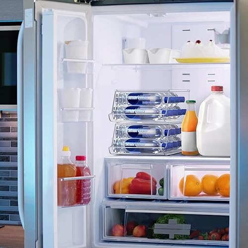 Miniatura 3 de Sorbus Organizador de botellas de agua para refrigerador con tapa, capacidad para 9 botellas, organizador apilable de bebidas para refrigerador,