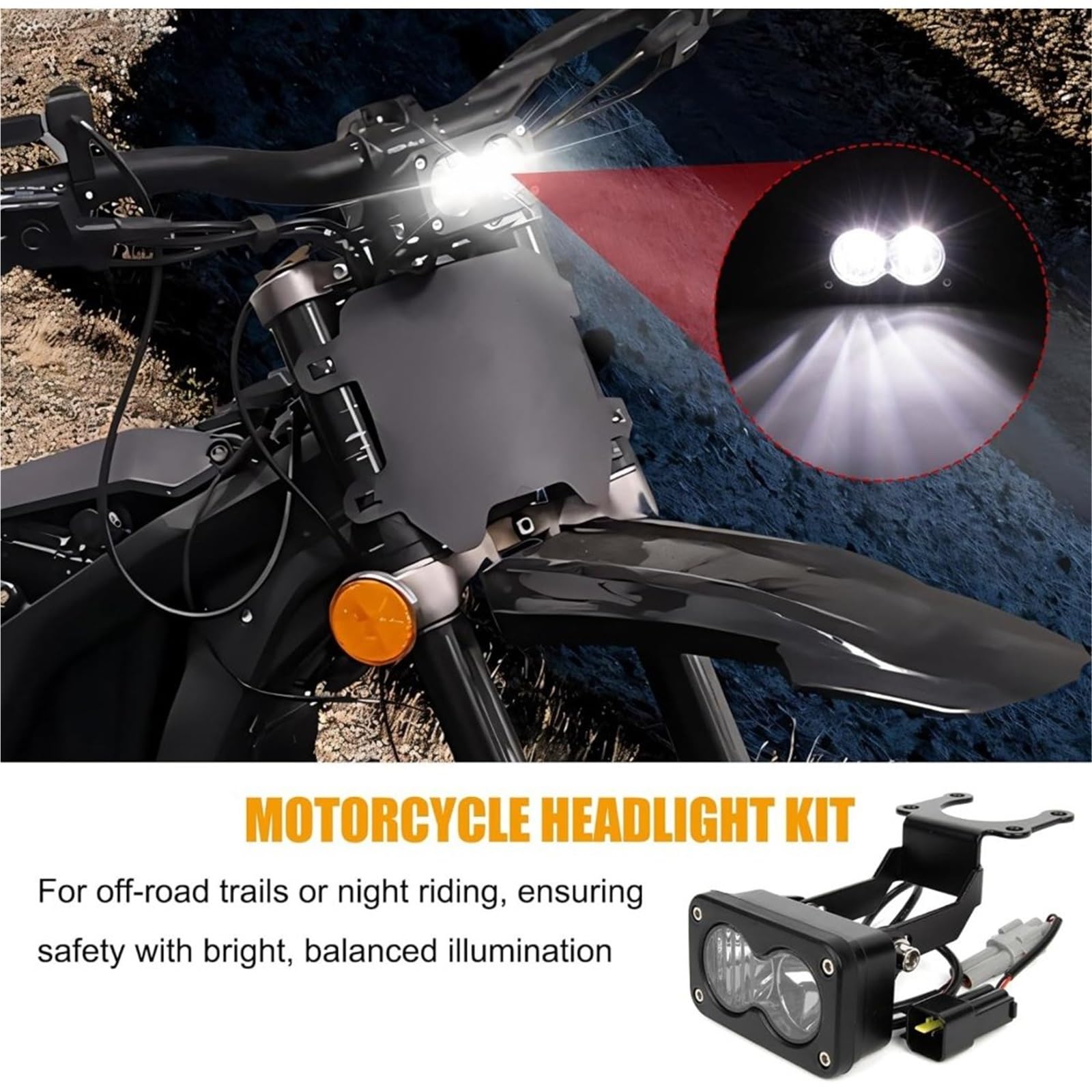 LED Fendinebbia Per Sur-ron Per Light Bee S/X Faro Moto | Kit Faro Moto Da 20 W Da 3 Pollici Con Staffa Di Cablaggio Adattatore Per Sur-ron Per Light Bee S/X