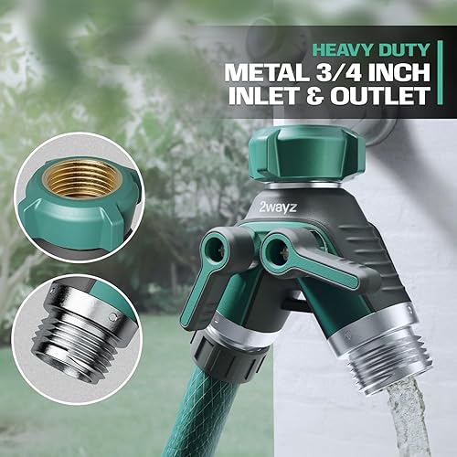 Miniatura 5 de 2WAYZ - Divisor de manguera de agua de doble salida, conector Y de latón resistente, rotación de 360, fácil instalación, diseño a prueba de fugas