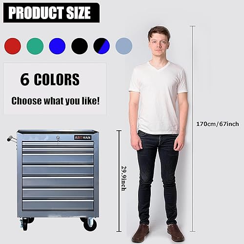 Miniatura 205 de Carro de herramientas de 4 cajones con ruedas, multifuncional, almacenamiento de herramientas, cajones, herramienta rodante, organizador
