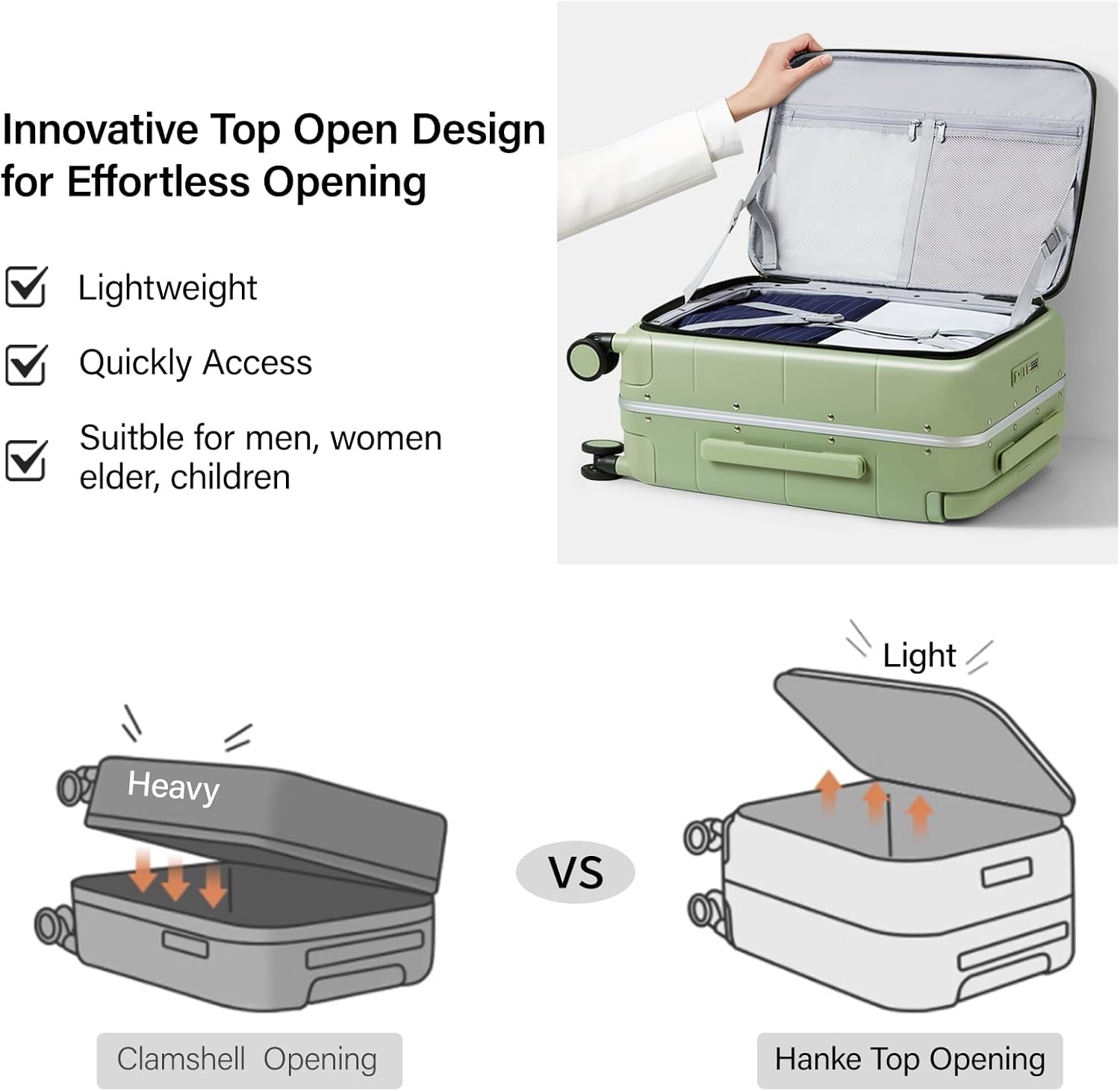 Hanke Top Opening Carry On Luggage, 20 Inch Kuwait Ubuy