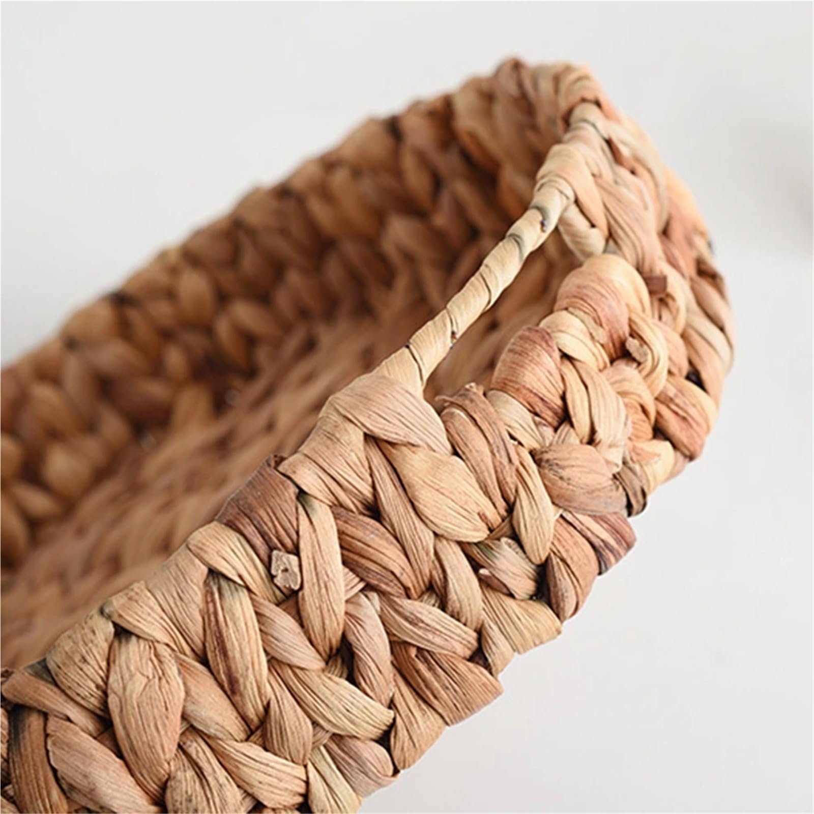 Rattan Wicker Basket Handwoven Fruit Tea Snack Bread Basket Round Storage Box Jewelry Dish pour l'organisation de la Maison(L)