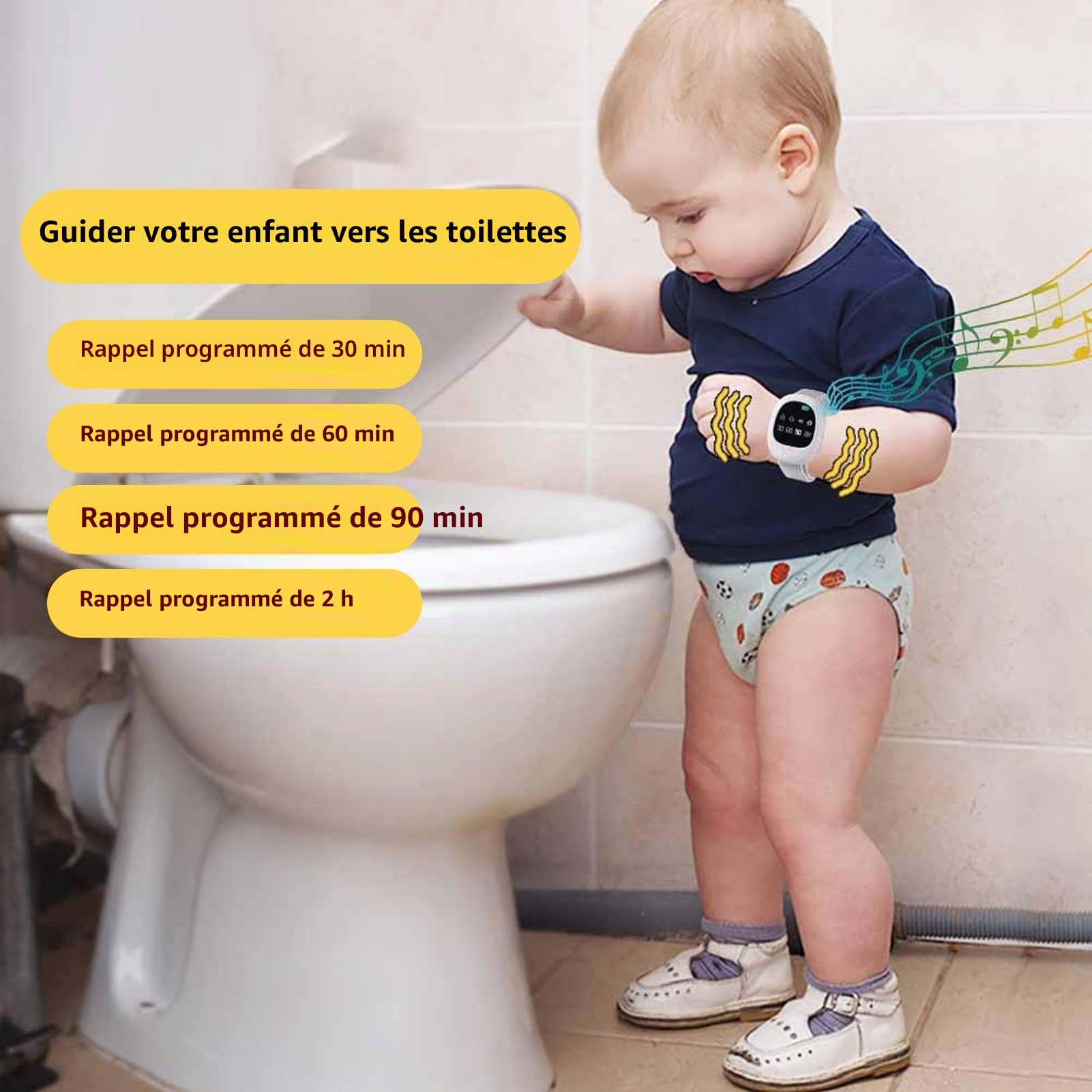 Alarme D'énurésie sans Fil, Alarme D'urine sans Fil avec Son et Vibration pour Garçons Filles, Entraînement à la propreté Unisexe, Capteur D'énurésie pour Enfants, Personnes