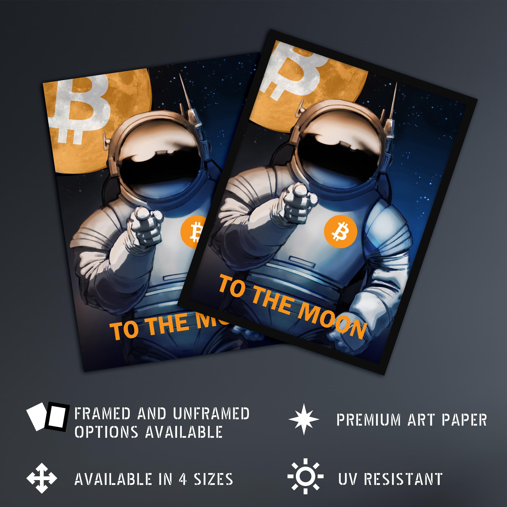 Amazon.com: Artery8 Bitcoin To Moon Crypto Astronaut Satoshi Man Cave Large  Wall Art Poster Print Thick Paper 18X24 Inch: Posters & Prints