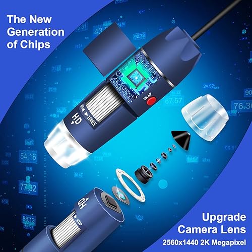 Miniatura 3 de Cámara de microscopio USB HD de 2 MP para Android, Windows, Linux Mac, 40X a 1000X digital con soporte y estuche de transporte, moneda portátil