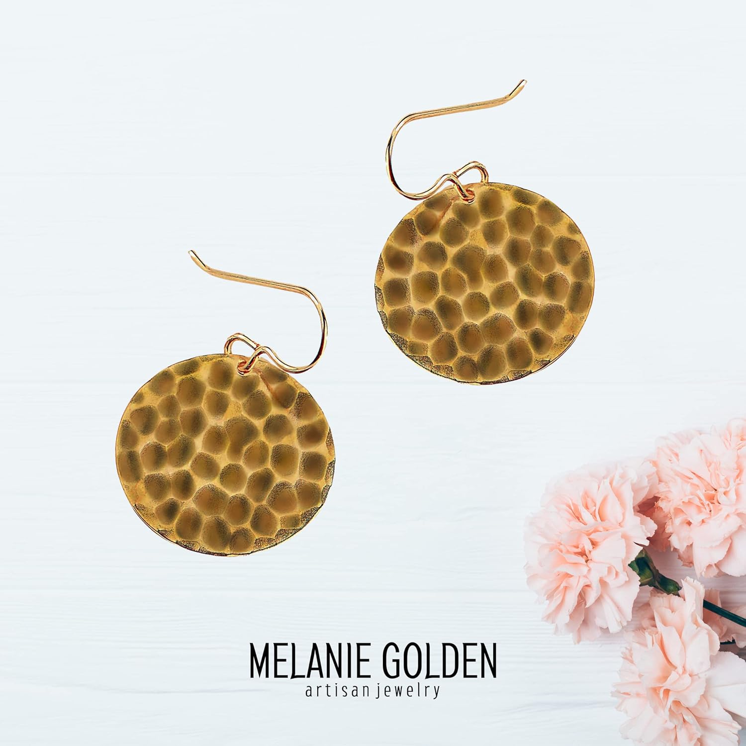 Hammered Dangle Earrings | Large Textured Drop Earrings in Silver, Gold, or Rose Gold