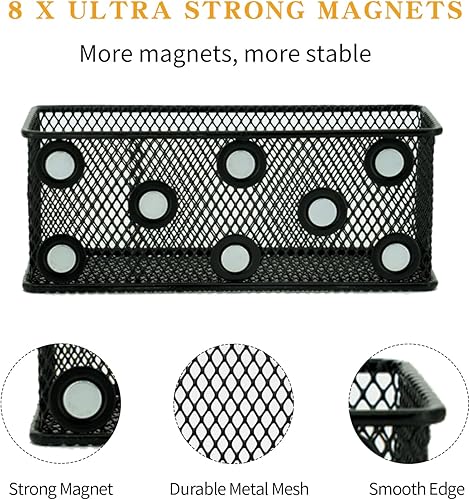 Miniatura 8 de Neudeco Kit de accesorios y decoración de casillero, 5 piezas, incluye estante de malla para casillero, organizador de casillero, cesta magnética y