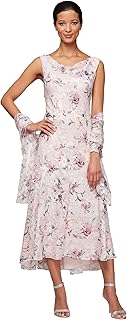 Women's Formal Sleeveless Cowl Neck Floral Print Gown with Shawl, Wedding Guest, Mother of The Bride Dress