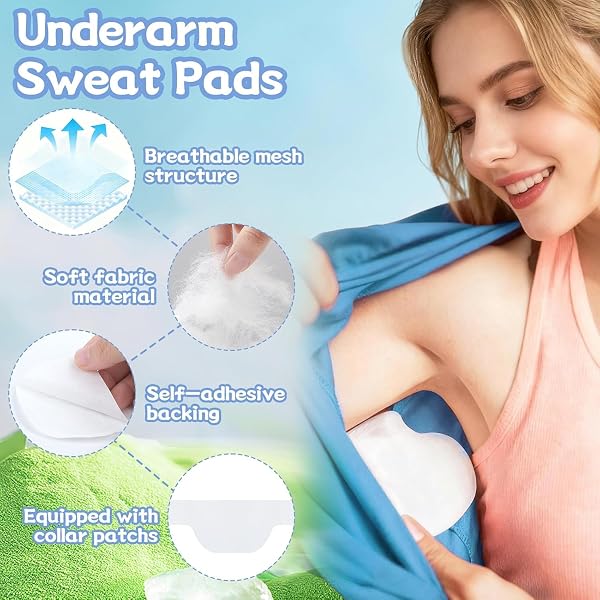 80 Piezas Almohadillas Sudor Axilas, Desechables Almohadillas Absorbentes con 10 Parches para el cuello, Cómodo y Invisible, Antisudor Axilas para Hombres Mujeres - 3