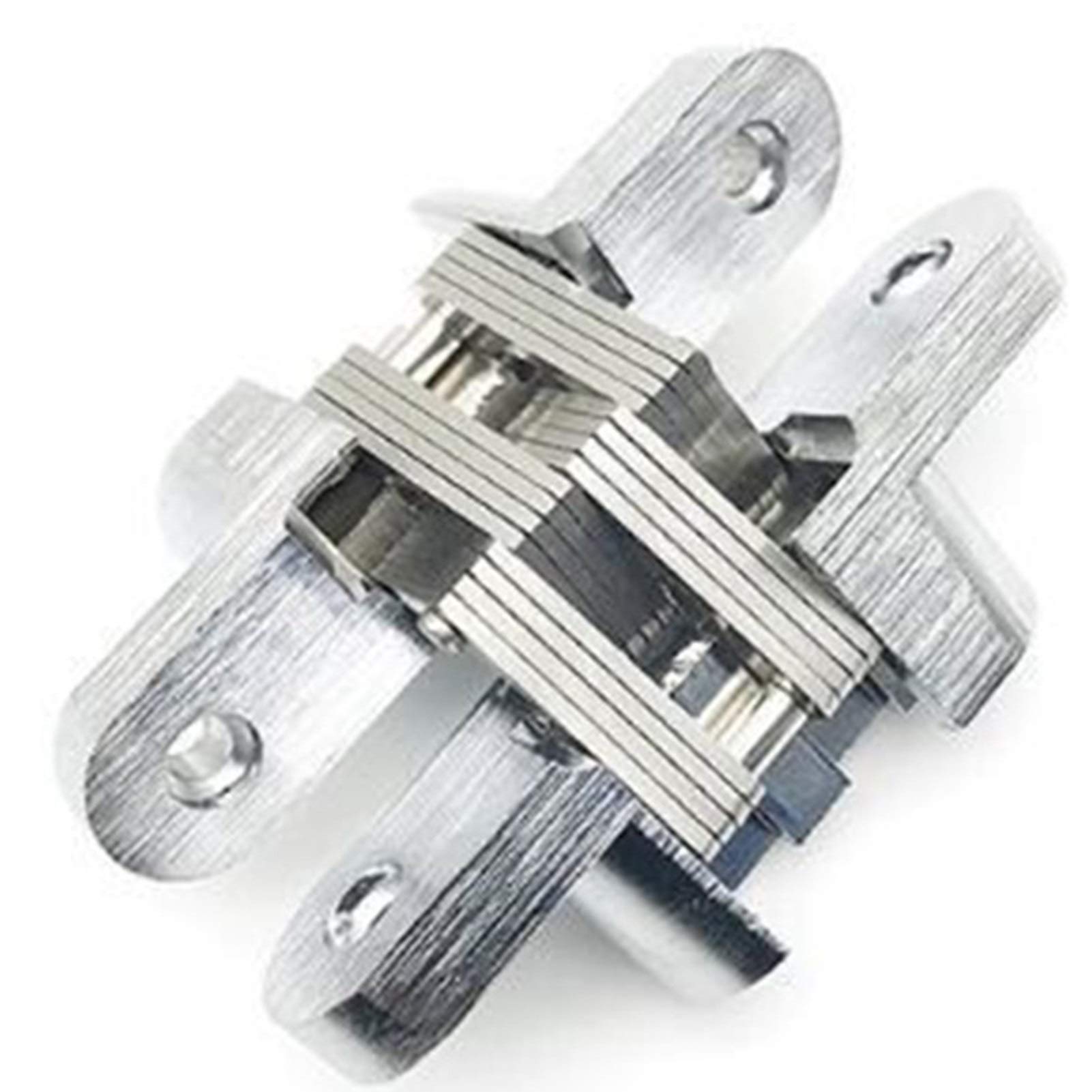 2PCS Stainless Steel Hidden Hinges Invisible Folding Door Hinge 180 Degree Concealed Cross Door Hinges for Gate Door CupboardHome Hardware(Medium)