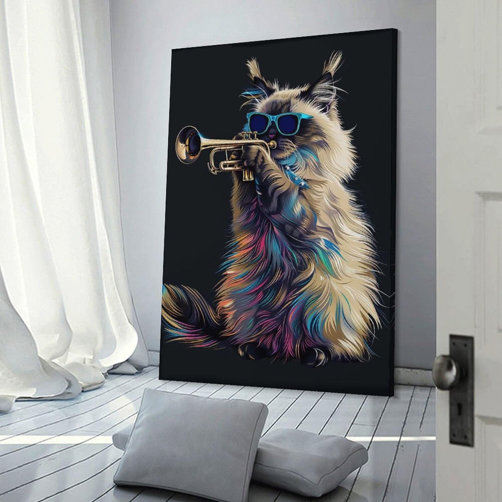 Junmoney Decorative Wall Artwork Birman Trumpet, 20x30inch(50x75cm), for Lounge, Bedroom Or Personal Spaces, Gift Idea for Housewarming And Birthdays