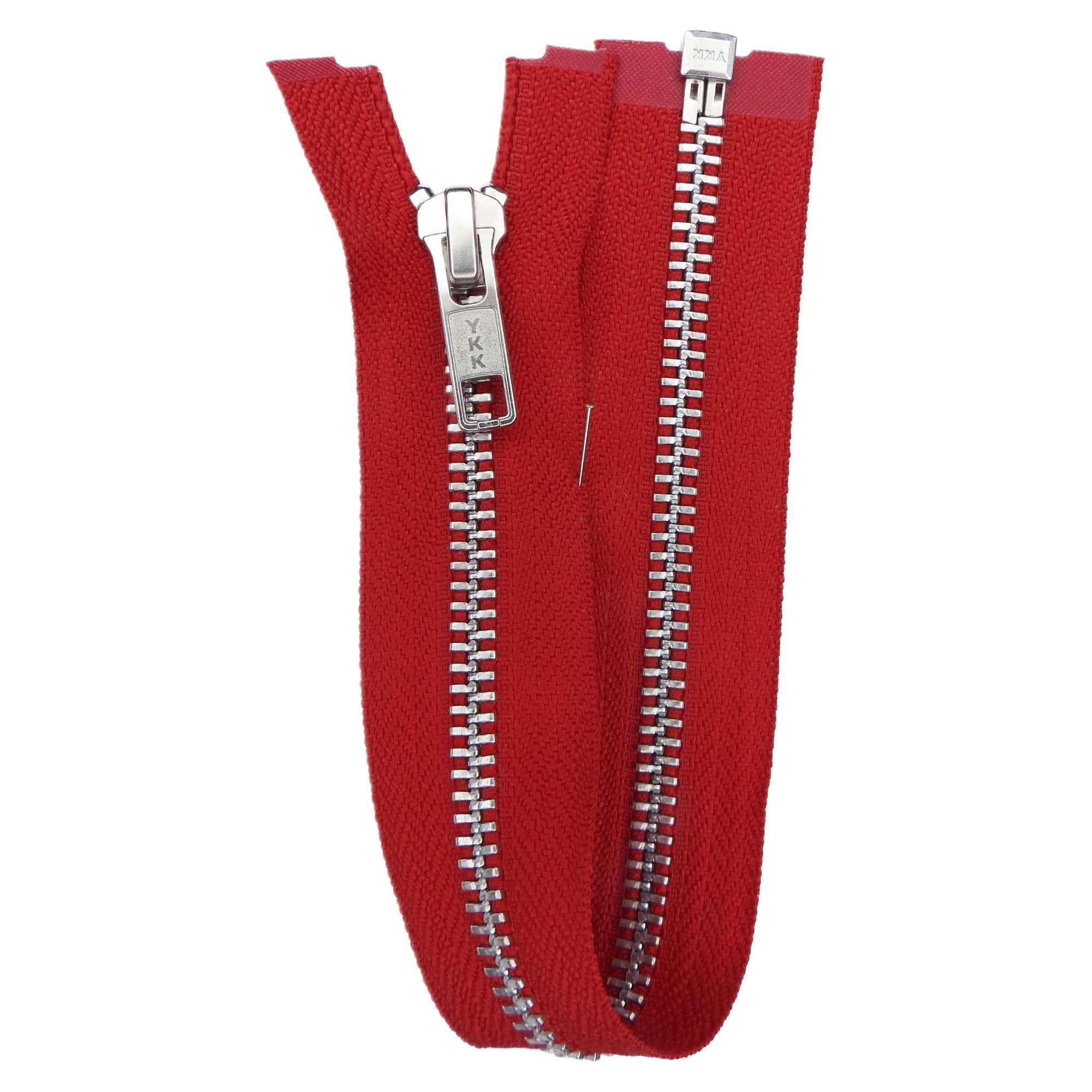 Red Metal Silver Zips 10-30 Inch 25-76cm Open Ended Coat Bag Buy 1 Or 2 813D, 35cm 14 Inch, 1