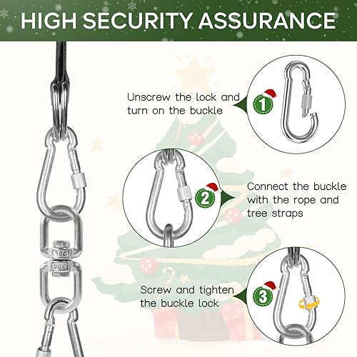 Miniatura 9 de DECORLIFE Columpio de árbol – Columpio giratorio de 360° de 40 pulgadas para niños y adultos, capacidad de 700 libras con tela Oxford 900D, perfecto