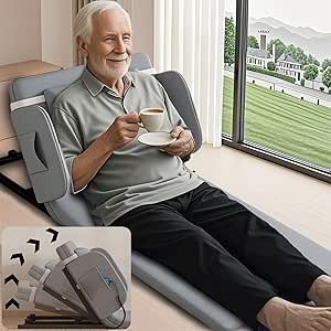 Electric Bed Lifting Assist for Elderly and Patients, Adjustable Bed Rest Support, Supports Up to 330 lbs, Silent Lift 2°-80°, with Guardrails, 75 x 32 inches