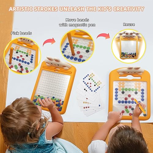 Miniatura 3 de Tablero magnético de puntos para niños, tablero de dibujo magnético Montessori para niños pequeños, arte de puntos magnéticos, juguete educativo