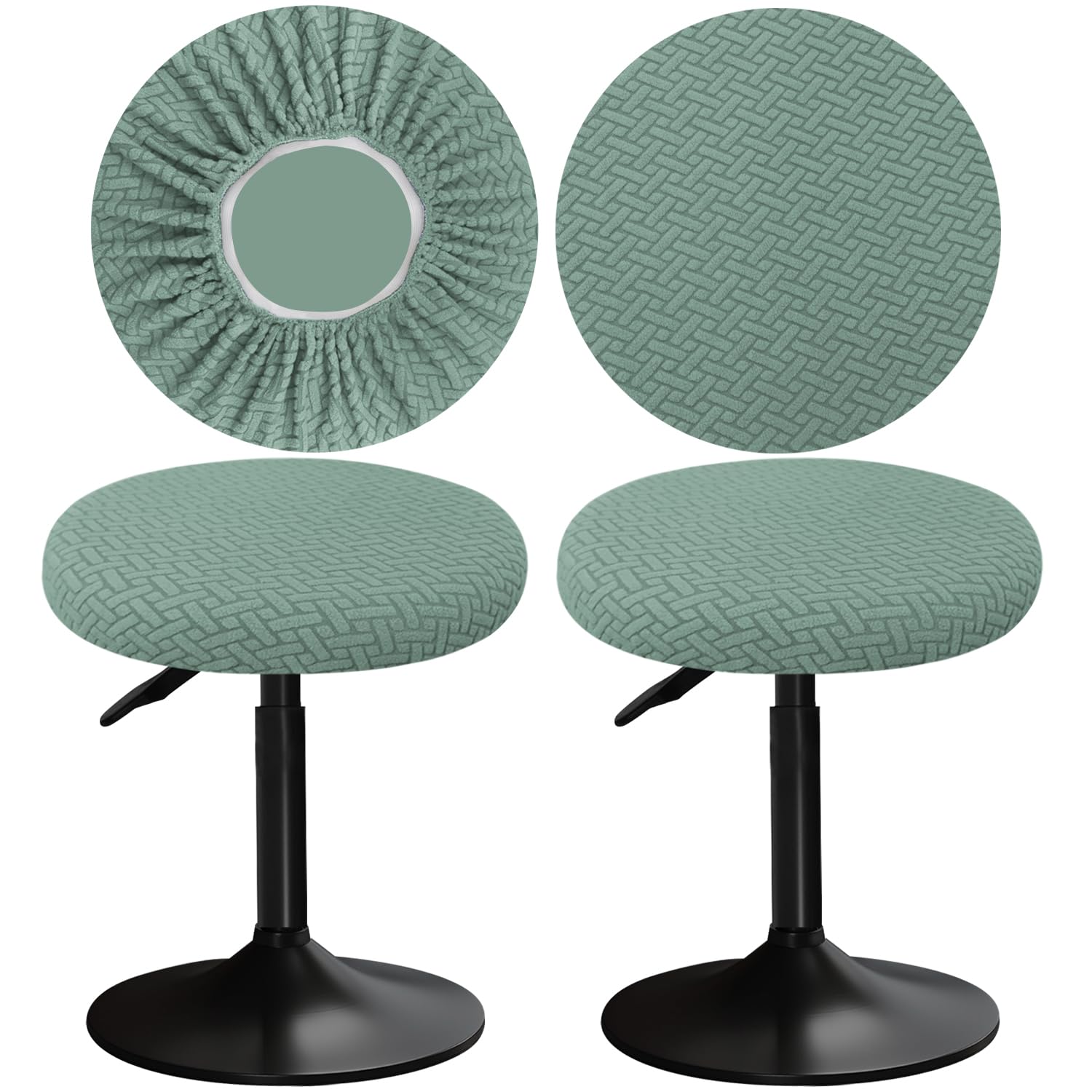 YINGAYOU Stool Covers Round 12-16"/30-40cm with Jacquard Bar Stool Seat Covers Round, Elastic Soft and Comfortable are Rich Color (2, Green)