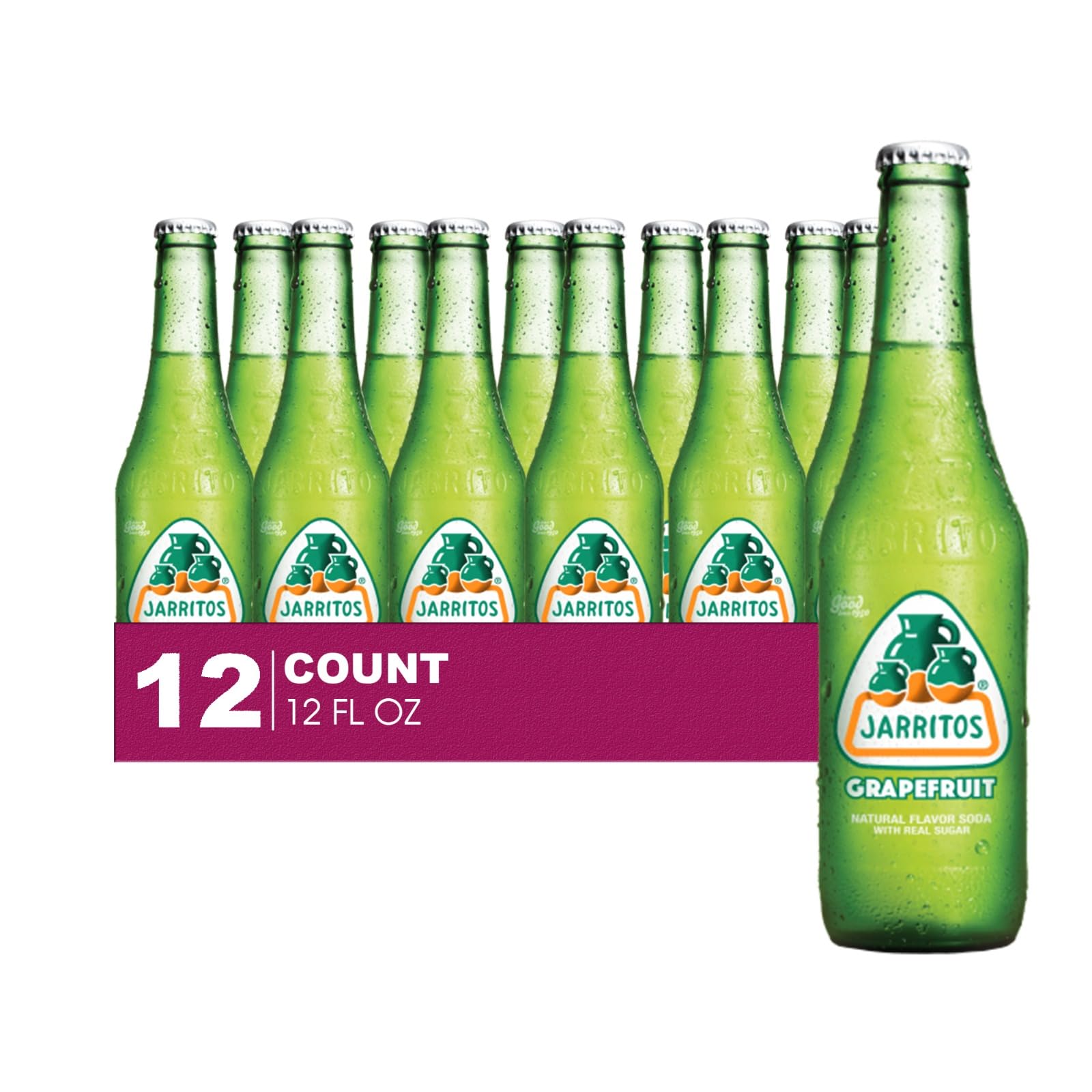 Jarritos 12-Pack of Grapefruit Mexican Soft Drink Glass Bottle 12 fl oz Made with 100% Natural Sugar
