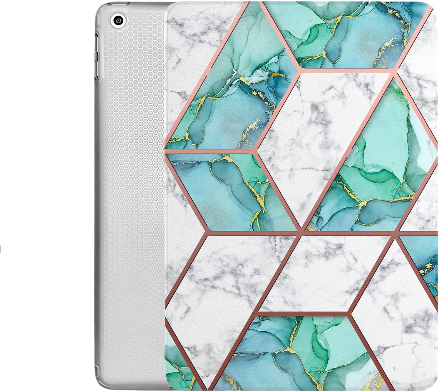DuraSafe Cases for iPad 10.2 Inch 9 Gen 2021 iPad 8 Gen 2020 iPad 7 Gen 2019 [iPad 9th 8th 7th ] A2602 A2270 A2197 MK663LL/A MK673LL/A MYN62LL/A Printed Adjustable Stand Case TPU Back - Marble Green
