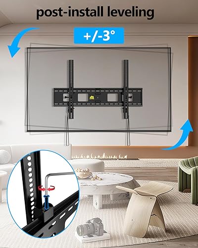 Miniatura 8 de FORGING MOUNT Soporte de pared de TV resistente para televisores grandes de 55 a 120 pulgadas, soporte de TV inclinable sin herramientas, soporte