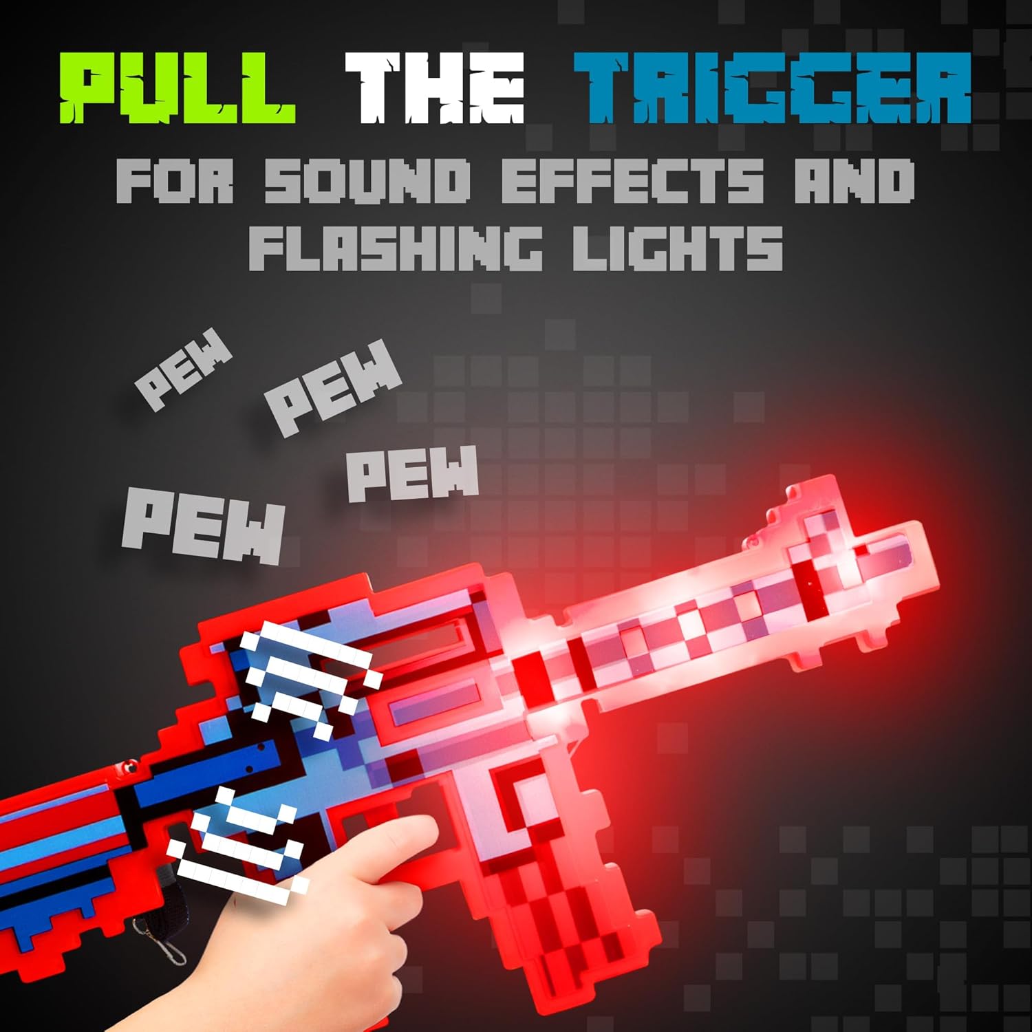 Windy City Novelties LED Light up Pixel Toy Gun - 3 Pack