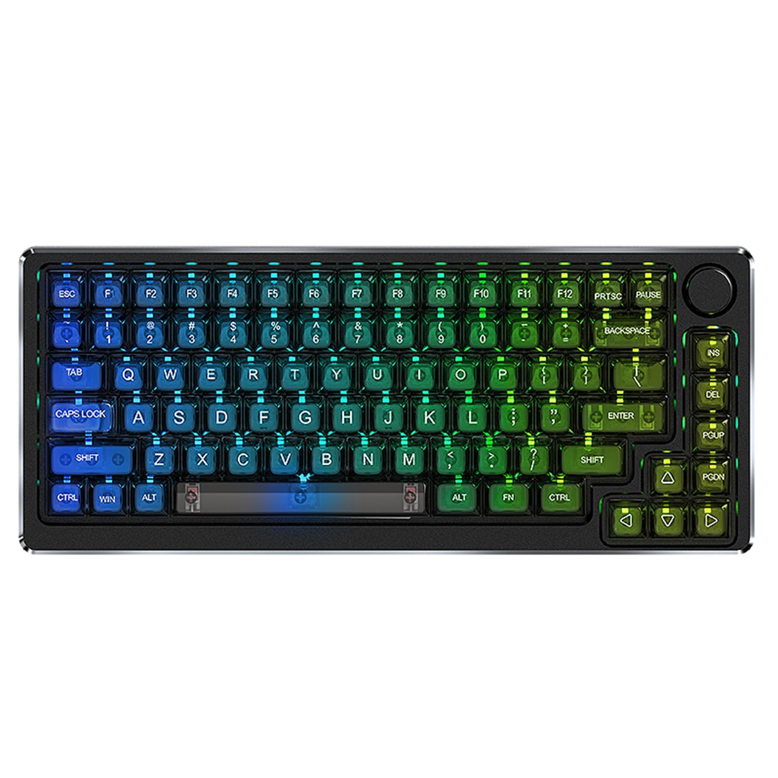 83 Keys Wireless 75% Mechanical RGB Gaming Keyboard,Full-Transparent Keycaps,Triple Mode BT5.1/2.4GHz/USB-C Programmable LED Backlit,Hot-Swap Bluetooth Keyboard for Win/iOS/Android, Black