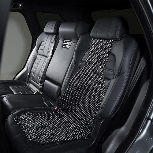 Miniatura 7 de ZONETECH Cojín para Asiento con Cuentas de Madera Negra - Cojín Masajeador de Calidad Premium con Encordado Doble para Conducir sin Estrés Todo el