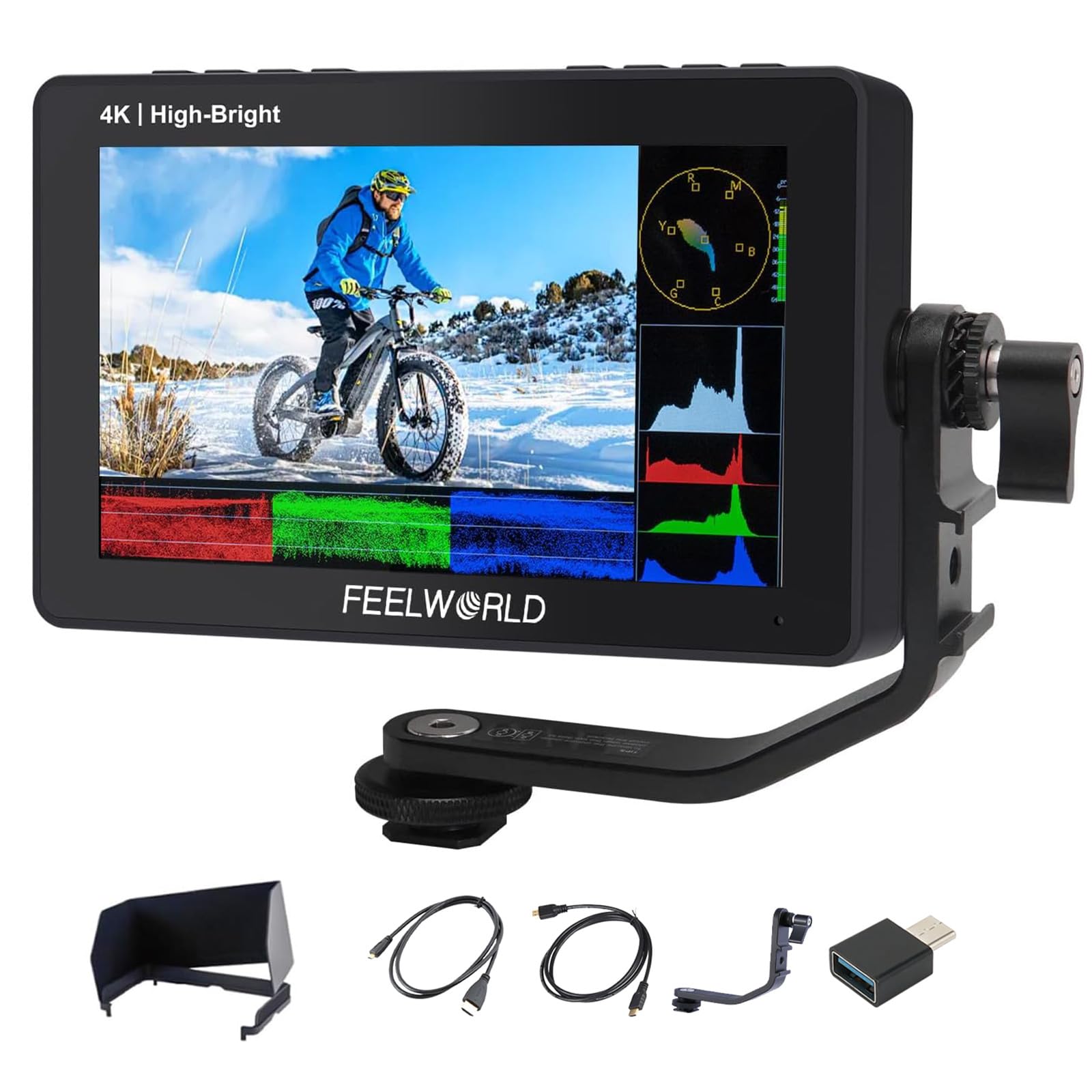 FEELWORLD F5 PRO X 1600nits - Monitor per fotocamera, 5,5 pollici HDR IPS Field DSLR 1920 x 1080 FHD Touch Screen, 4K 60Hz HDMI 3D LUT Waveform Peaking Focus Zebra