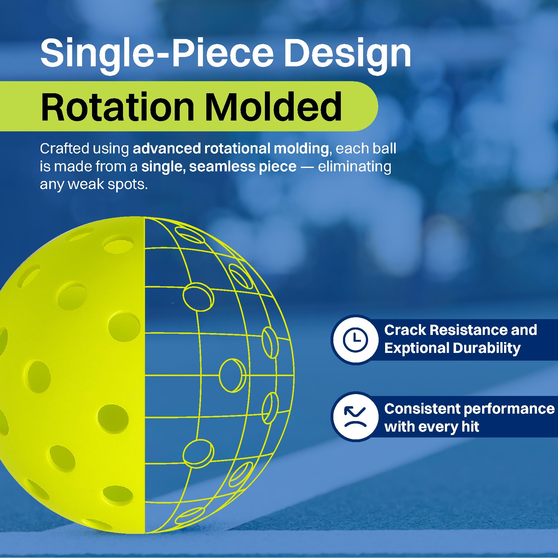 FIRSTEDGE PRO - 40 USAPA Approved Pickleball Ball Outdoor (Set of 3) | Single-Piece Rotational Molded | 40-Hole Design | Durable High-Performance Balls for All-Weather Play