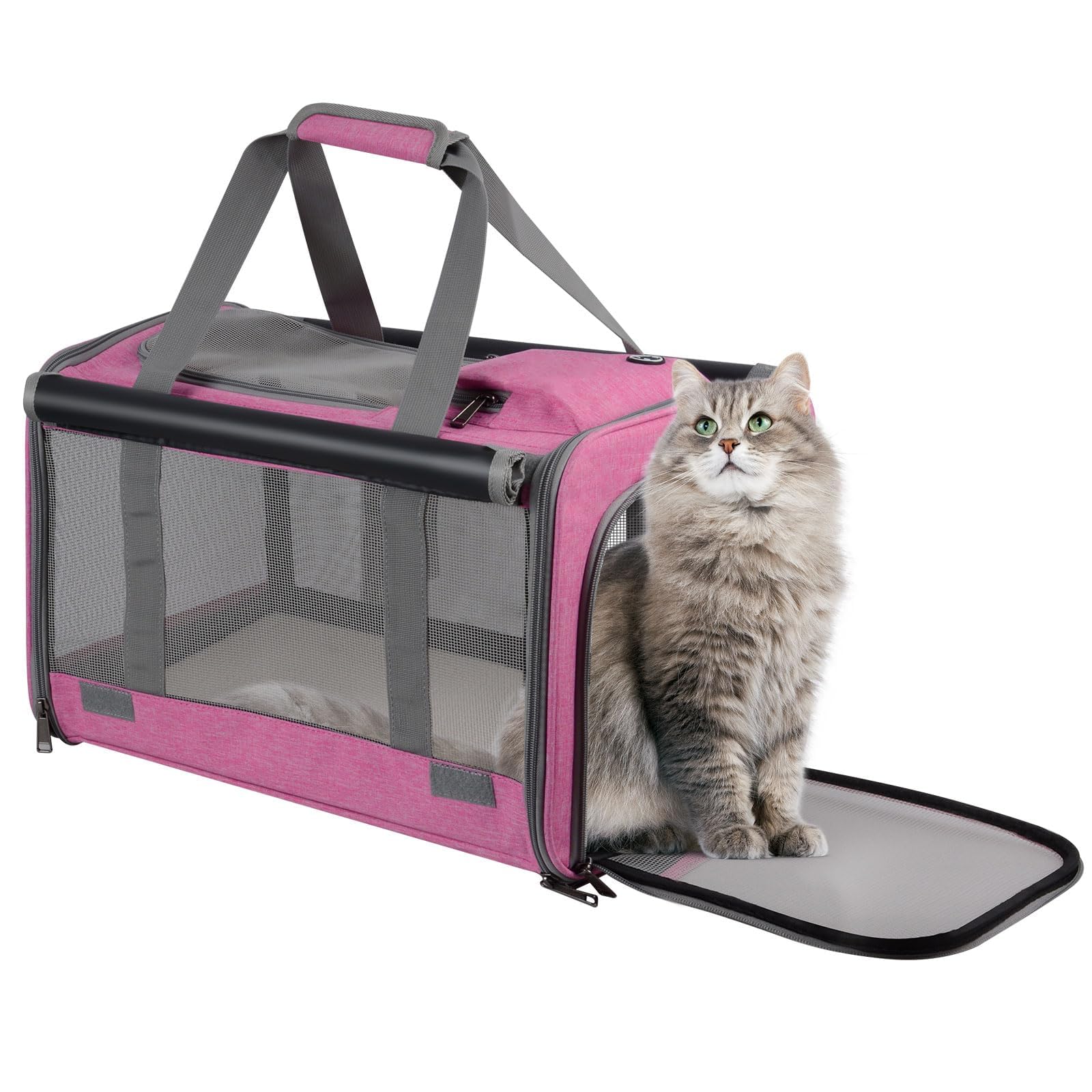 Qoosea Trasportino per Gatti e Cani Portatile e Ripiegabile Trasportino per Animali, Portatile Borsa per Trasporto per Gatto e Cane di Piccola e Media Taglia (Rosa)
