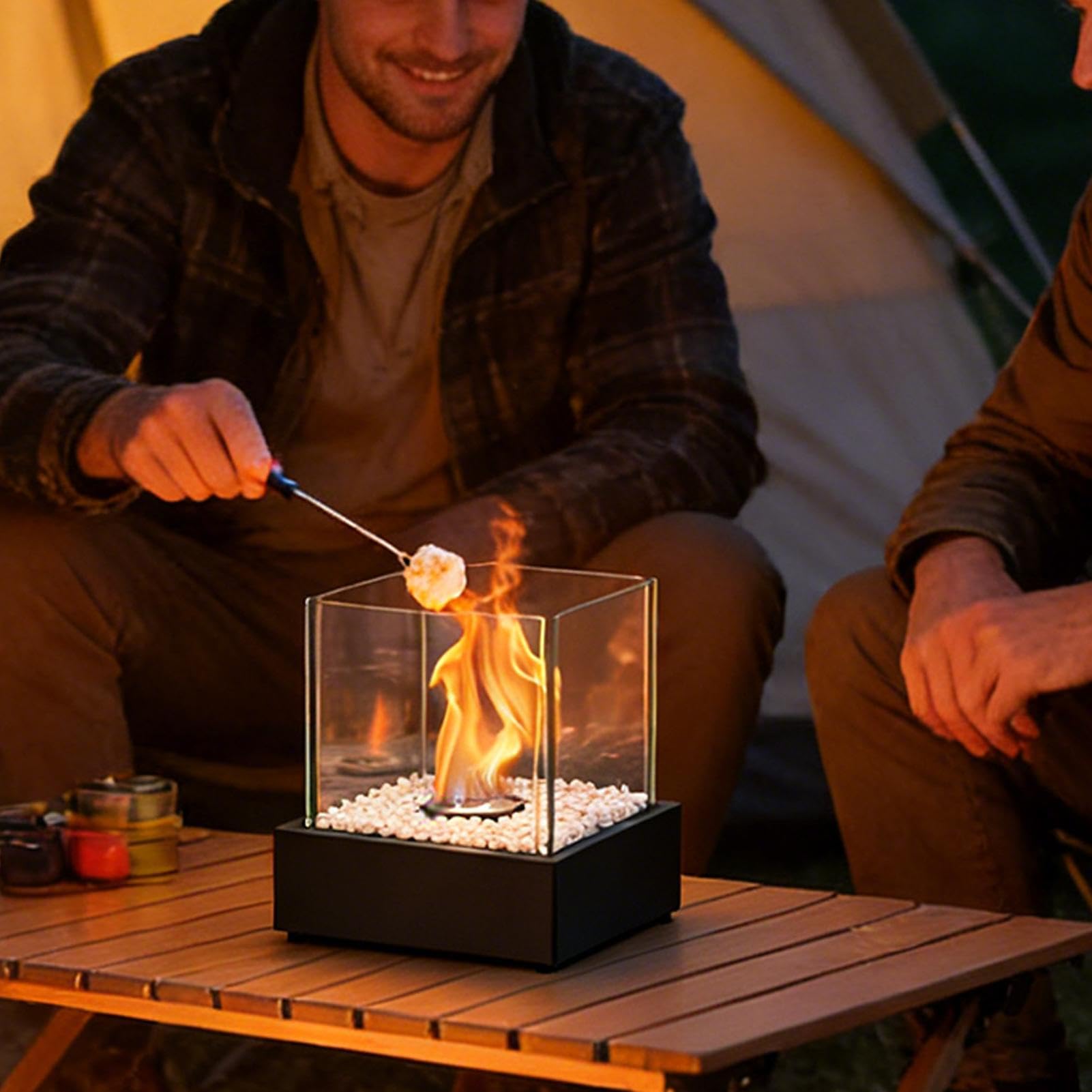 Outdoor Kompakte Tischfeuerschale, Verwendung Tischfeuerschale, Quadratische Tischfeuer, Tragbarer Tischfeuer Für Die Verwendung, Für Camping Garten Zuhause