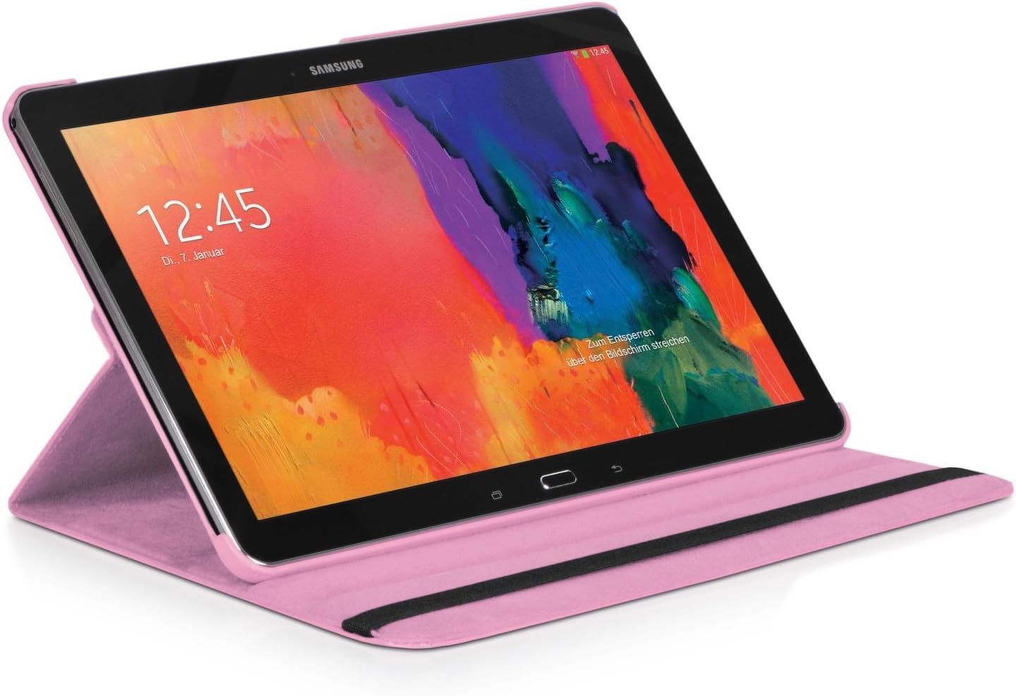 Ratesell Samsung Galaxy Note Pro 12.2 & Tab Pro 12.2 Rotating Case Cover - Vegan Leather 360 Degree Swivel Stand for NotePRO (SM-P900) & Tab PRO (SM-T900/T905) 12.2-inch Android Tablet (Pink)