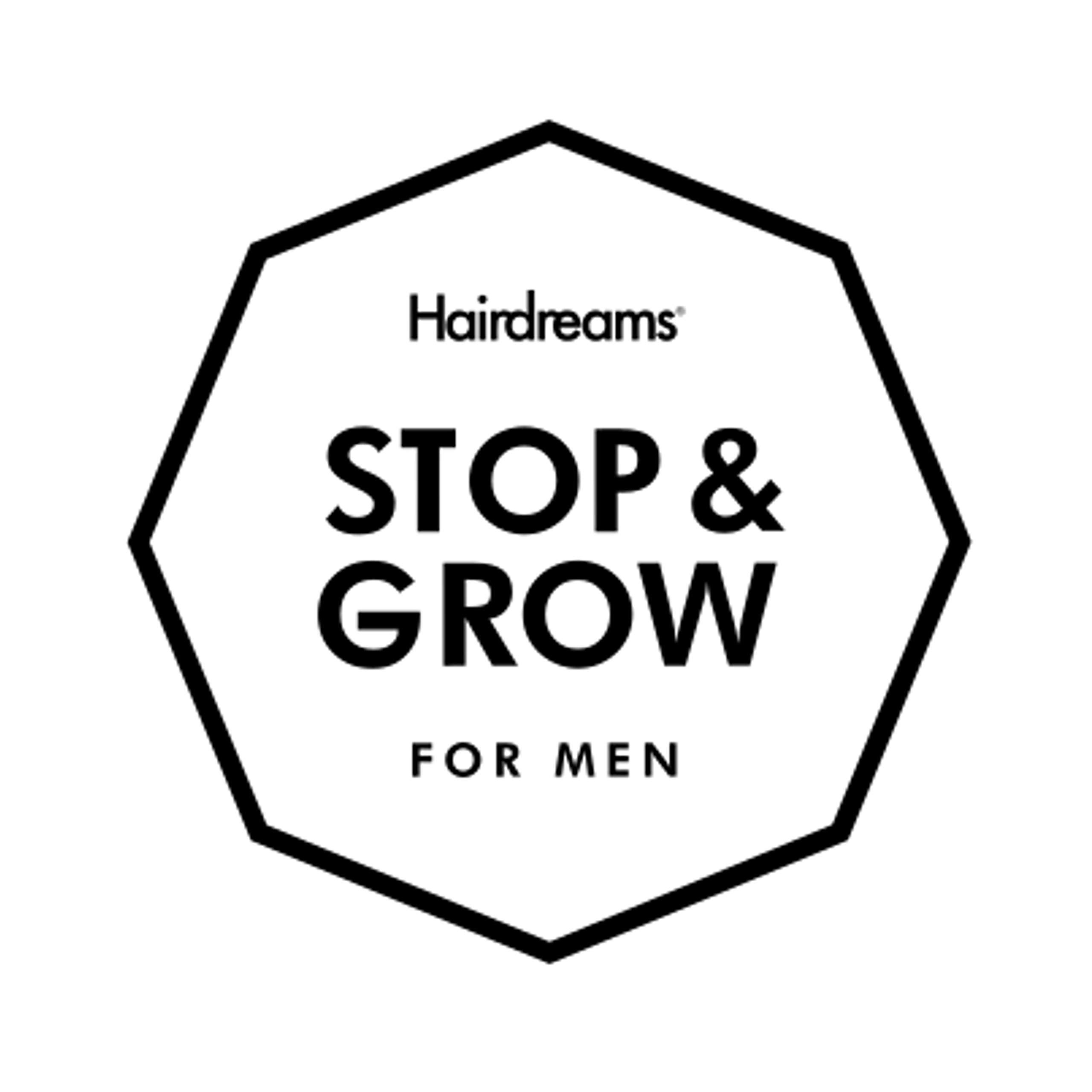 Hairdreams Stop & Grow Men Scalp Tonic prévient la chute de cheveux héréditaire chez les hommes jusqu'à 14 000 nouveaux cheveux en trois mois