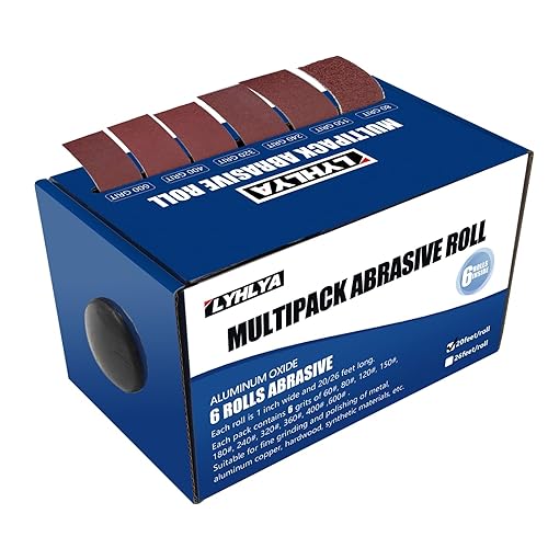 Rollos de papel de lija de gancho y bucle, 6 granos de papel de lija abrasivo de grano 60, 1 pulgada x 20 pies, surtido de papel de lija con