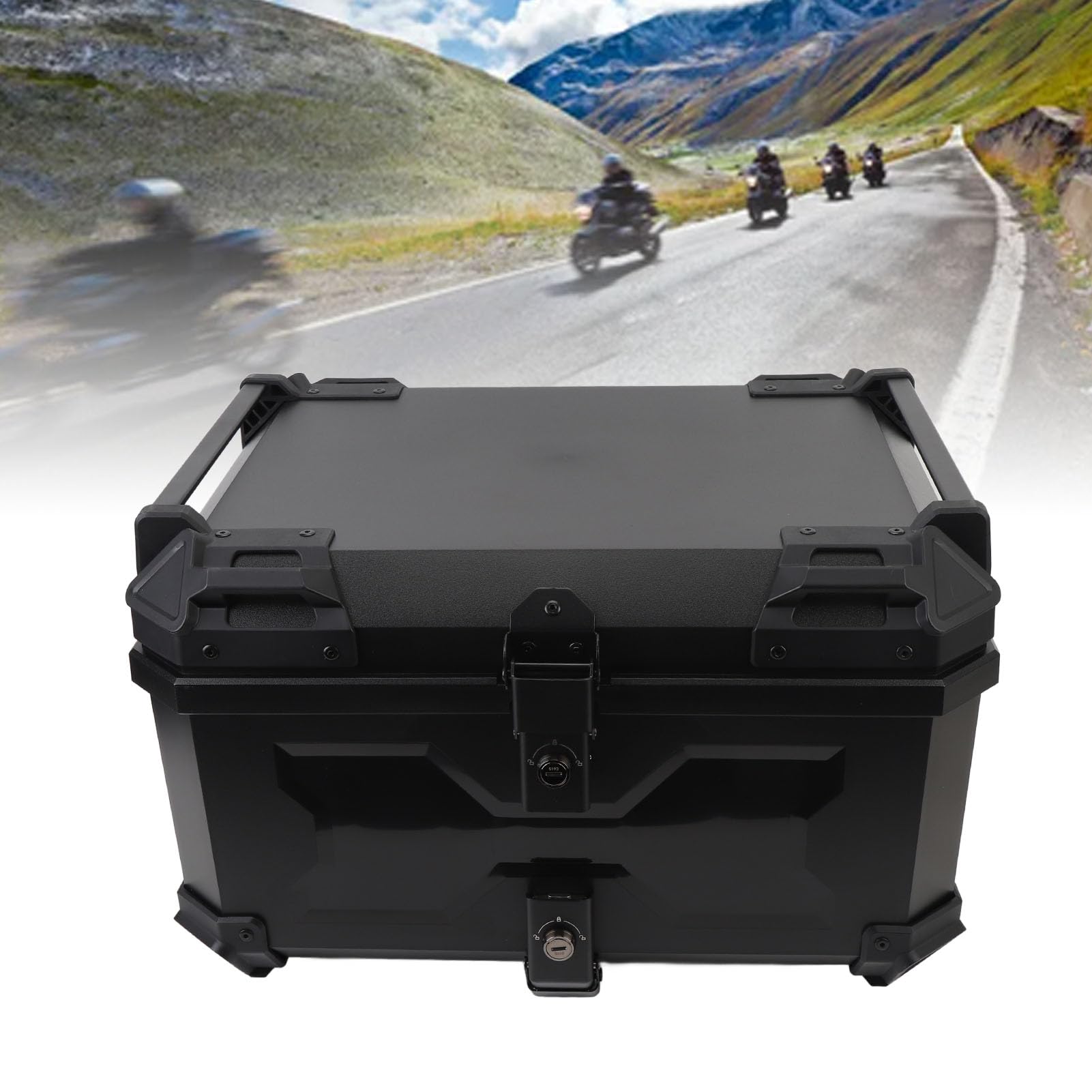 Baúl Trasero de 58L para Moto, Maleta Rígida ABS con Cerradura