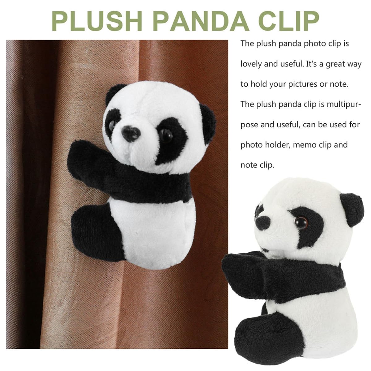 VANZACK 4 StüCk PlüSch Panda Clips Memo Und Fotohalter Weicher Stofftier Panda Clip Mini PlüSchtier FüR BüRo Zuhause Dekoration