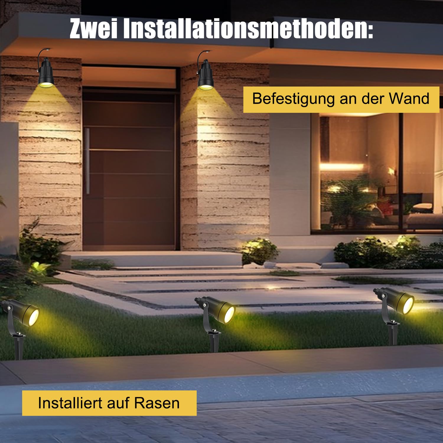 Gartenbeleuchtung LED außen mit Mit Timer- und Sensorfunktion，5W dimmbar Gartenstrahler Warmweiß 3000K 8 Stück，IP65 Wasserdicht für die Außen, Garten, Terrasse, Baum