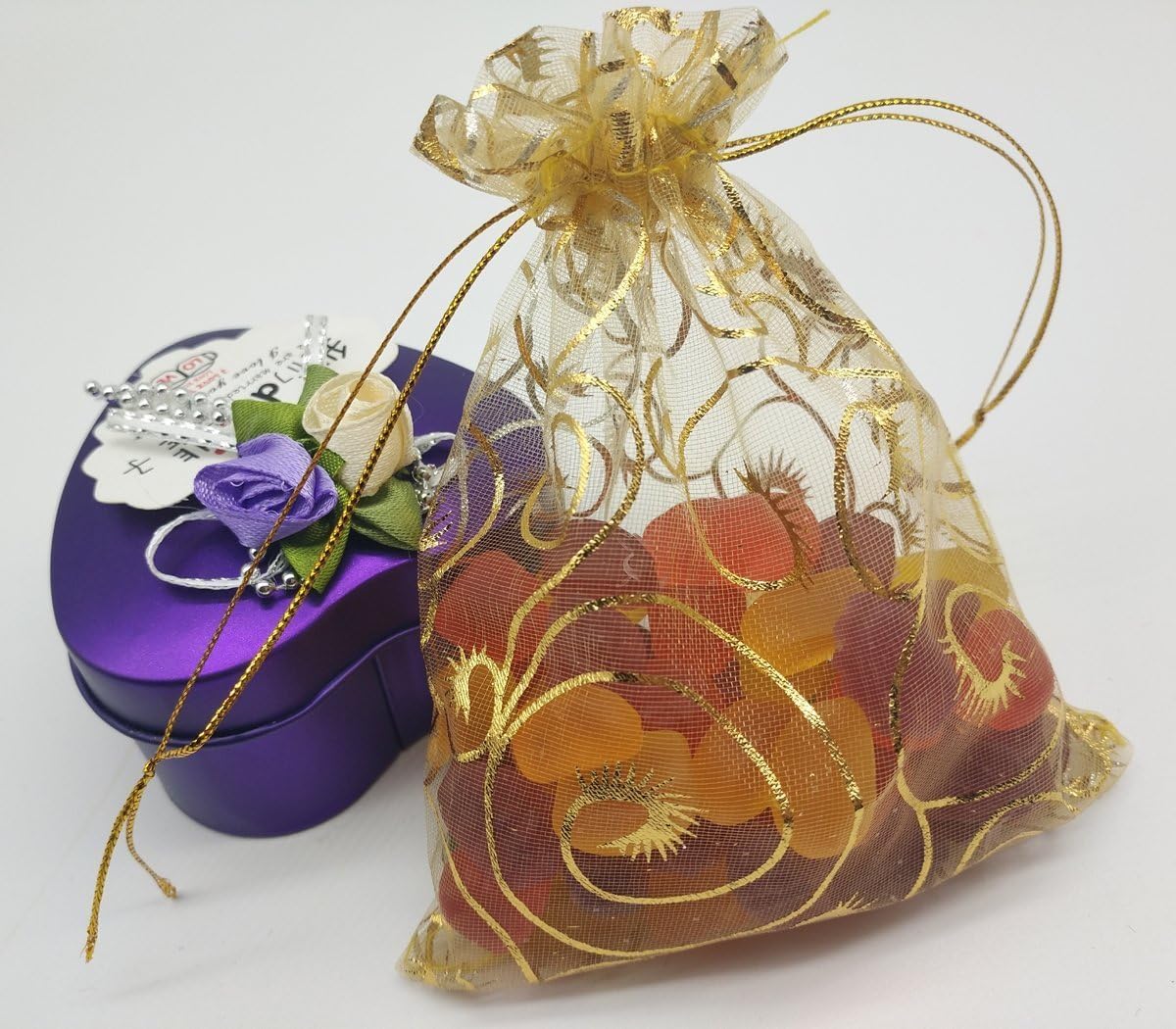 YYaaloa 100PCS Mini Sheer Organza Bags, Drawstring Chic Gift Beauty Bags, Wedding Favor Bags Candy Jewelry Gift Bags (Gold, 4 x 4.72 Inches) - Image 4