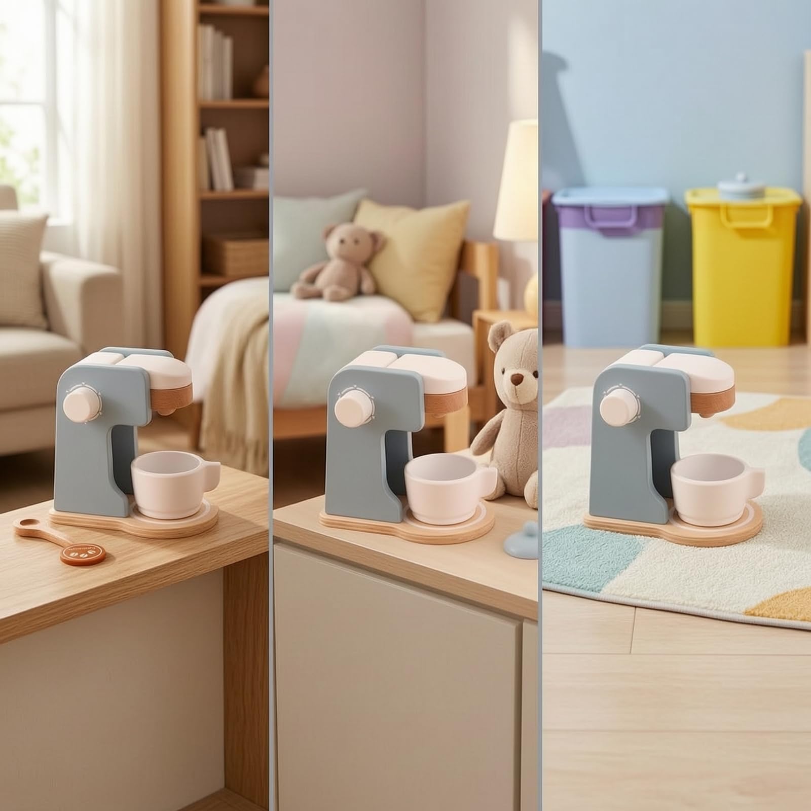 Juego Tocador Belleza Infantil No Tóxico Tocador con Espejo Educativo Juego Maquillaje con Accesorios para Niñas, Niños