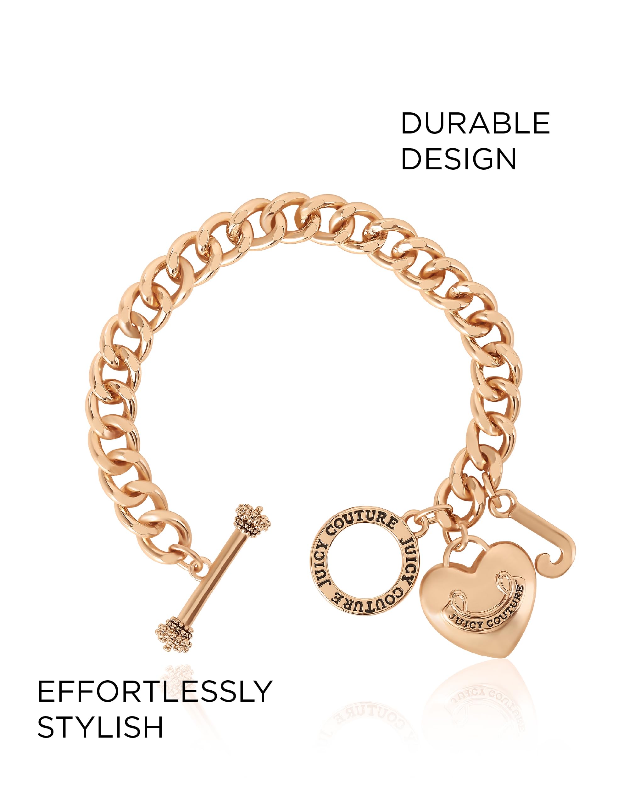 Juicy Couture Bracelet 7-7.5", Goldtone Heart Charm and Toggle Bracelets for Women