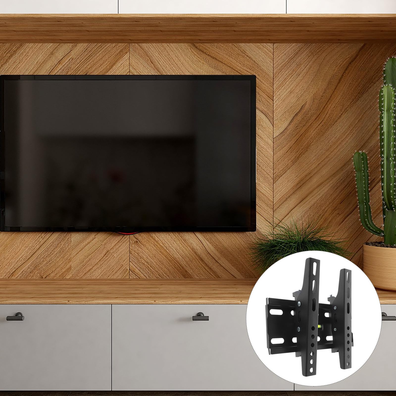 Tofficu Supporto da Parete Robusto e Affidabile Distanza Fori 200x200mm in Ferro Nero Compatibile per Tv 15-42 Pollici per Montaggio a Muro