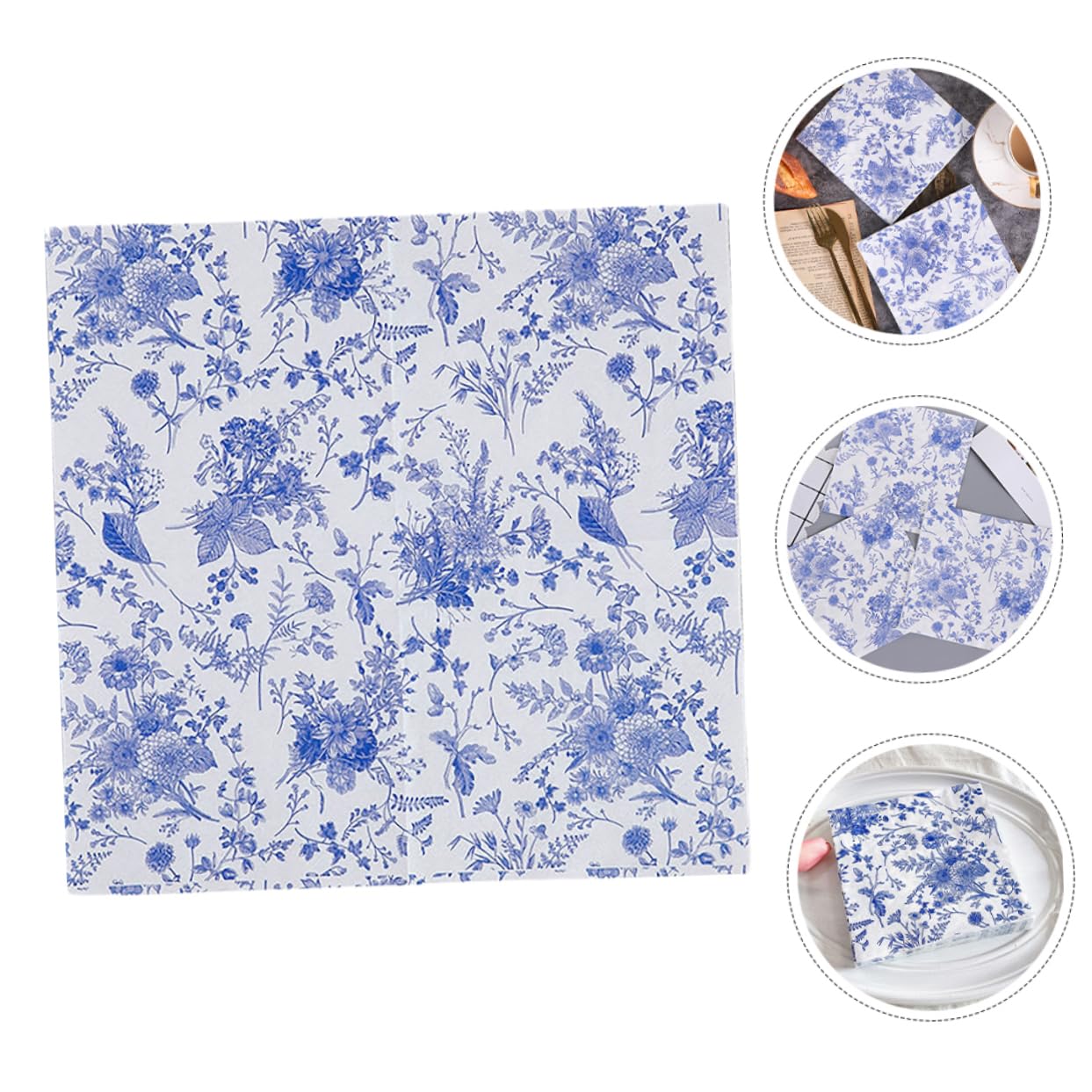 CALLARON 3 Series Servilleta Azul Y white Servilletas De Flores Antiguas Linda Servilletas Blue Papel 100 Piezas*3